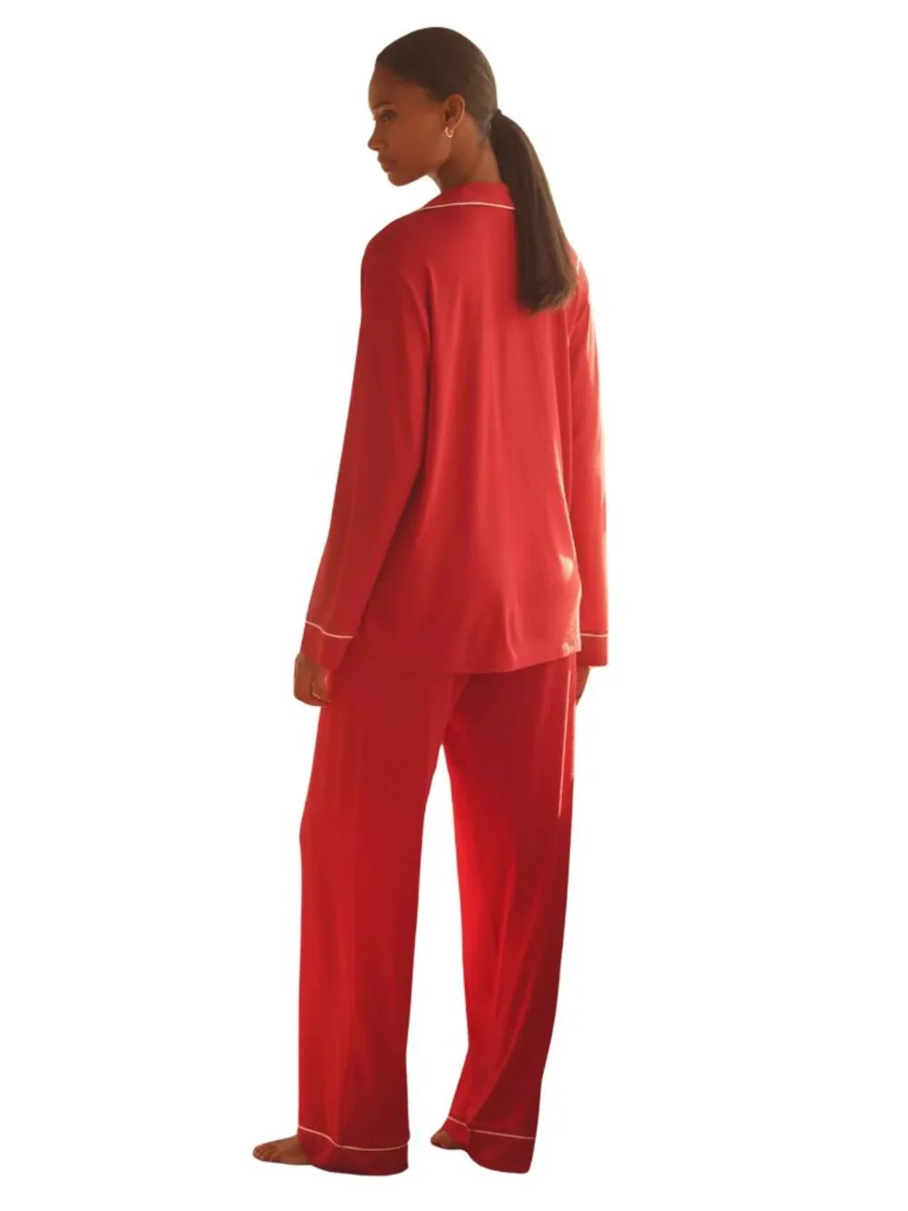 Eberjey Gisele Red Long Sleeve Pajama Top Modal Size Small